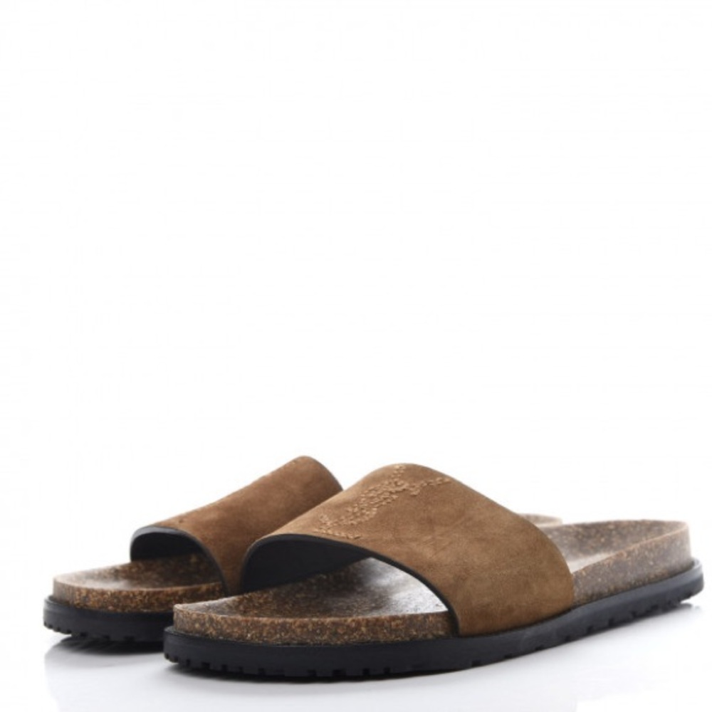 Yves Saint Laurent Brown Slide Sandals